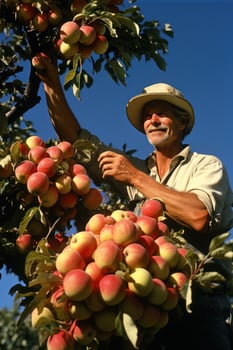 Harvesting apples in an orchard photo