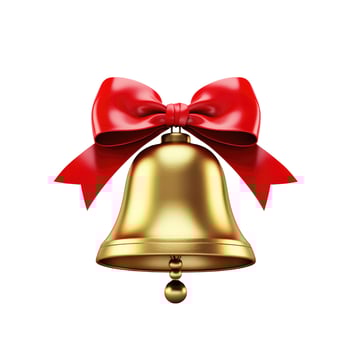 Golden Christmas bell isolated on white background photo