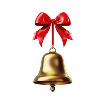 Golden Christmas bell isolated on white background photo