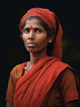 Old colored photograph of a indian woman from the early 1900s AI Generative photo