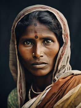 Old colored photograph of a indian woman from the early 1900s AI Generative photo