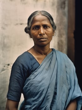 Old colored photograph of a indian woman from the early 1900s AI Generative photo