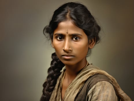Old colored photograph of a indian woman from the early 1900s AI Generative photo