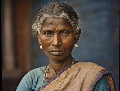 Old colored photograph of a indian woman from the early 1900s AI Generative photo