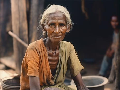 Old colored photograph of a indian woman from the early 1900s AI Generative photo