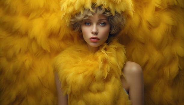 Beautiful woman, fashion model, elegance, glamour, sensuality, caucasian ethnicity generated by AI photo