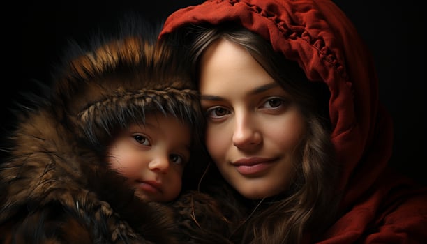 Smiling cute child, portrait of a happy, cheerful Caucasian family generated by AI photo