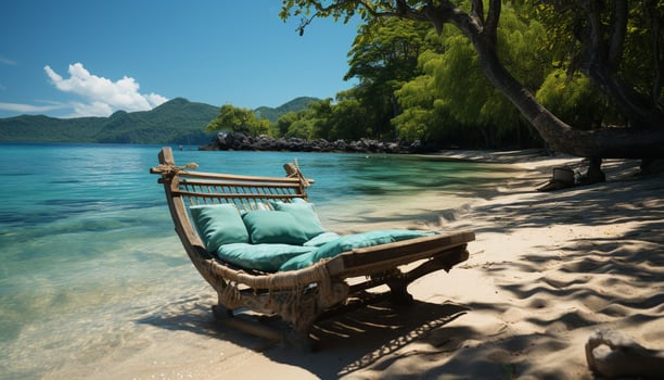 Tranquil scene nature beauty in a tropical coastline vacation generated by AI photo