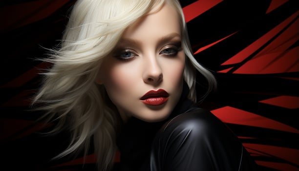 Beautiful blond woman with curly hair looking at camera generated by AI photo
