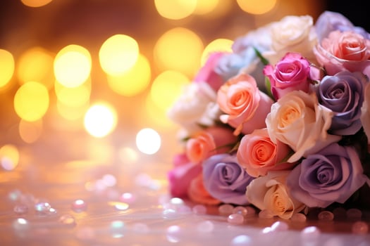 AI Generated Flower Background with Bokeh Lights and Copy Space photo