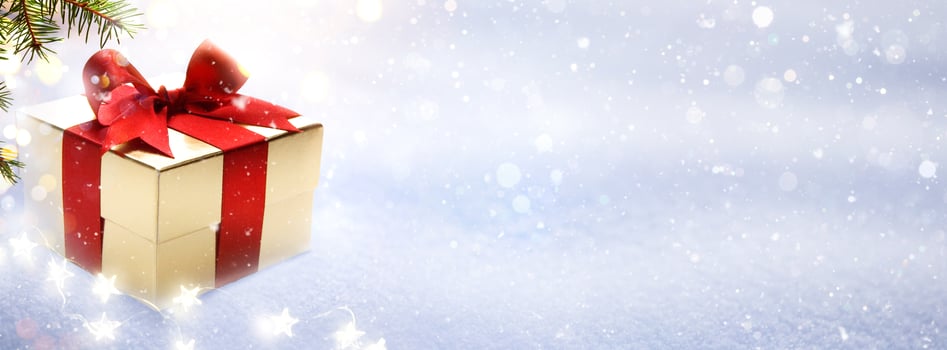 christmas greeting card desin, Christmas decoration jn snow background photo