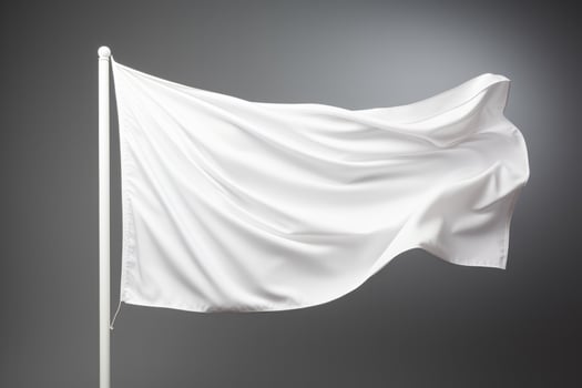 Historical white flag waved during ceremonies isolated on a gradient background photo