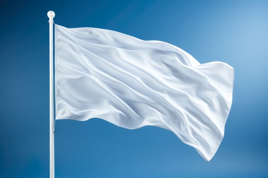 Historical white flag waved during ceremonies isolated on a gradient background photo