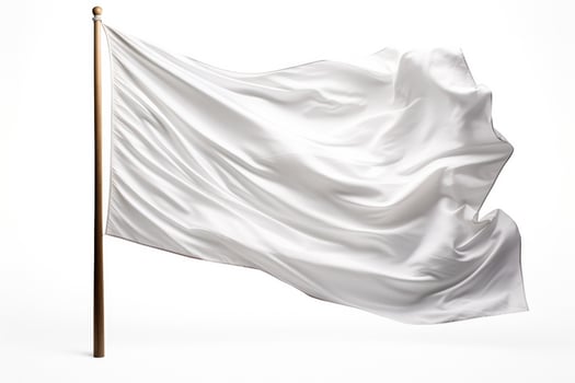 Historical white flag in ceremonial reenactment isolated on a white background photo