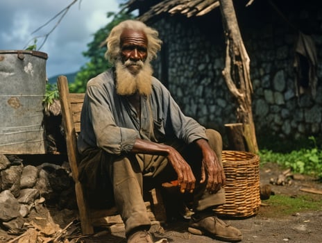 African american man from the early 1900s colored old photo AI Generative