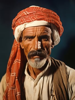 Arabian man from the early 1900s colored old photo AI Generative