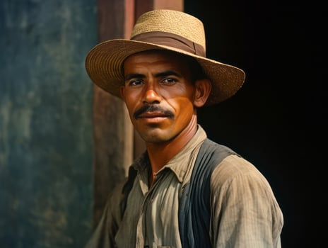 Brazilian man from the early 1900s colored old photo AI Generative