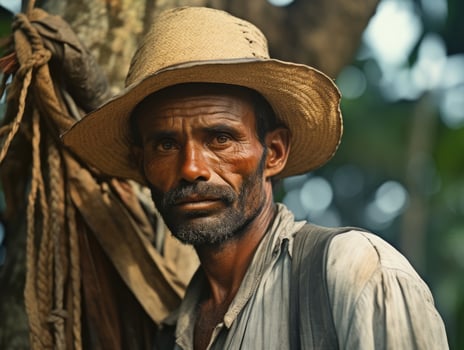 Brazilian man from the early 1900s colored old photo AI Generative