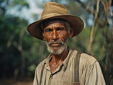 Brazilian man from the early 1900s colored old photo AI Generative