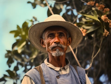 Brazilian man from the early 1900s colored old photo AI Generative