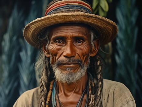 Brazilian man from the early 1900s colored old photo AI Generative