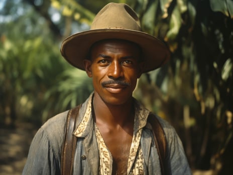 Brazilian man from the early 1900s colored old photo AI Generative