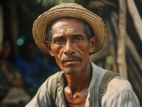 Brazilian man from the early 1900s colored old photo AI Generative