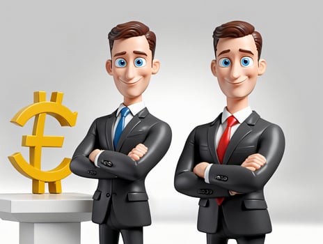 Two Businessmen With A Golden Euro Sign. AI Generated photo