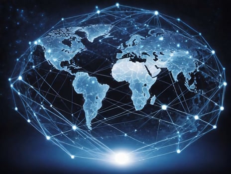 A World Map With Connections And Dots. AI Generated photo