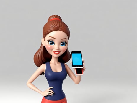 A Woman Holding A Cell Phone. AI Generated photo