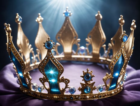 A Crown With Blue Crystals On Top. AI Generated photo