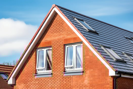 Modern dormer loft conversion interior design in apartment or house at UK. Luxury triangle attic room concept by AI Generated photo