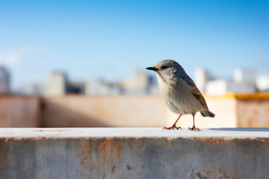 a small bird is standing on top of a cement wall generative ai photo