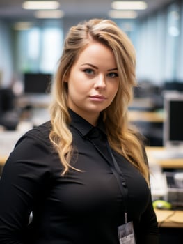 a woman in a black shirt generative ai photo