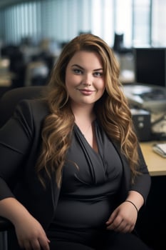 a woman in a business suit sitting in an office generative ai photo