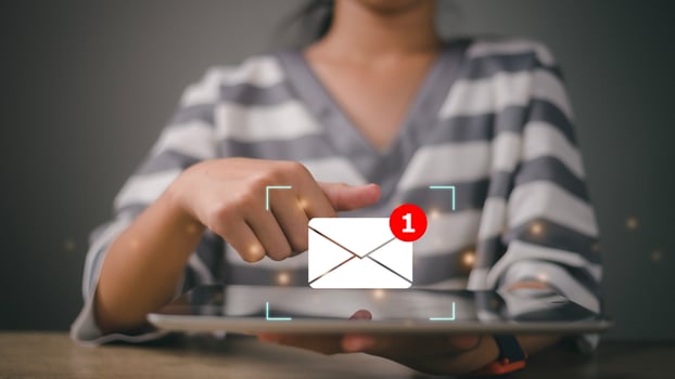 Cyber security concept. Suspect e-mail check, Security protection Email from spam virus checked on internet letter security protection. Scan for spam, junk, and trash mail and compromised information. photo