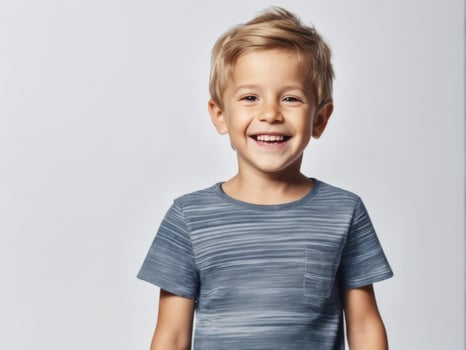 Portrait of young excited laughing smiling boy child kid on studio background AI Generated photo