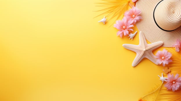 Yellow colored summer vacation, travel and summer holiday background AI Generated photo