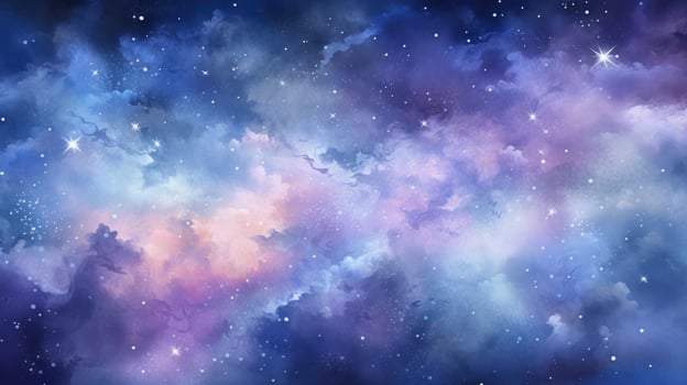 Blue and purple watercolor galaxy background photo