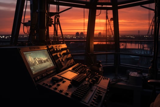 Engine room on the tower crane. AI-Generated photo