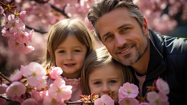 Photo of a family having fun. Generative AI