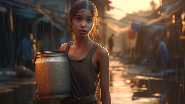 watercarrier, digital art illustration, Generative AI photo