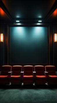 Cinema seats with spotlight and blank screen photo