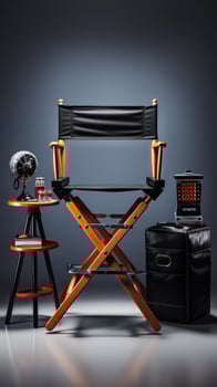 Director's chair with megaphone and clapboard photo