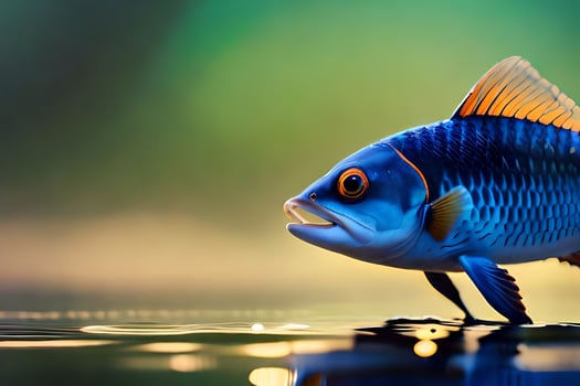 a fish with bright blue eyes and orange fins. AI-Generated photo