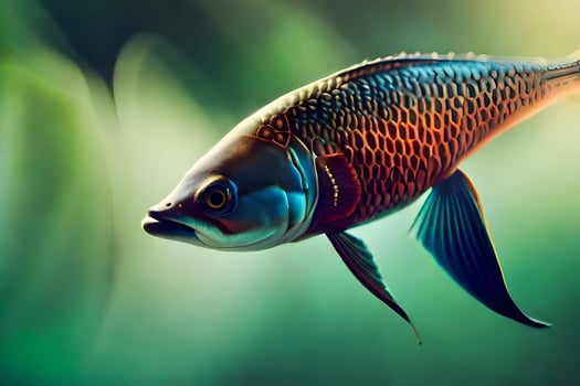 a fish with a long tail and a long body. AI-Generated photo