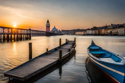 the sunset in venice, italy. AI-Generated photo