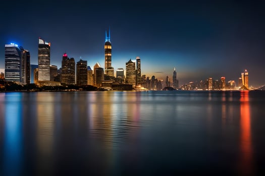 the shanghai skyline at night. AI-Generated photo