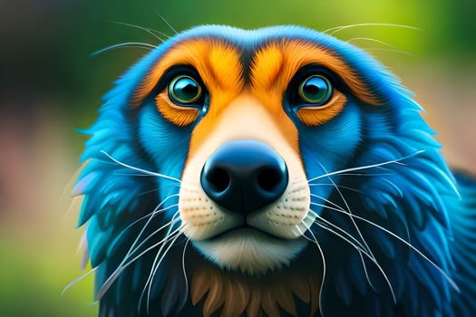 a dog with blue eyes and orange fur. AI-Generated photo