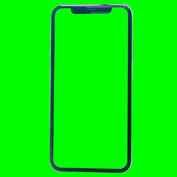 Phone with green screen chroma key green color photo